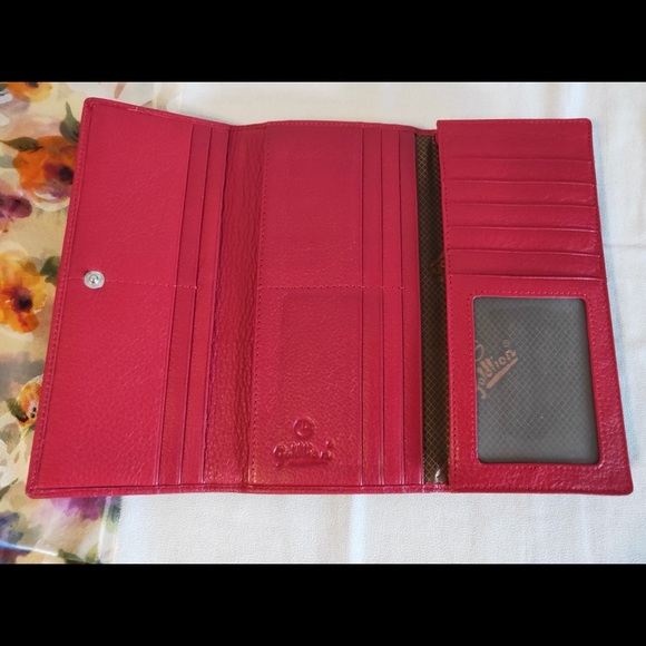 NWT Genuine Leather Red Long Wallet with Box and Dust Bag - Picture 4 of 17